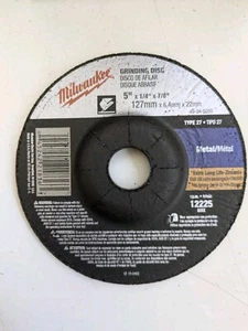 Milwaukee 5"X1/4"X7/8" Metal Grinding Disc Type 27 (10 Pack) 49-94-5080 - Picture 1 of 4