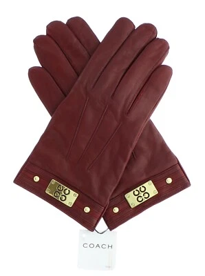 Guantes de cuero Coach para mujer 82045, guantes forrados de cachemir, precio de venta sugerido por el fabricante 128 USD Foto 1 de 4