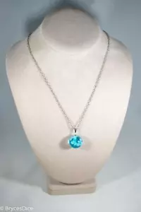 Cloudy Sky Blue Resin Sphere Necklace Pendant White Clouds - Picture 1 of 6