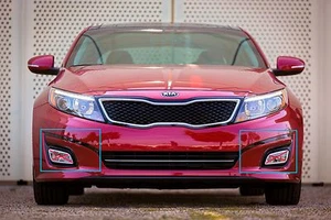 2014-2015 Optima Front Bumper Fog Lamp Covers Bezels W Moldings Right & Left OEM - Foto 1 di 7
