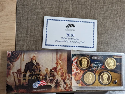 2010 Presidential Dollar 4 Piece Proof Set Complete w/ OGP & COA Cover