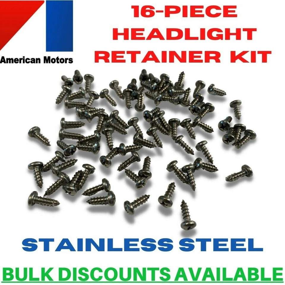 Tornillos de cubo de retención de anillo de ajuste de faros AMC Eagle 1980-1988 acero inoxidable Foto 1 de 1