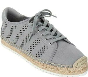 NIB MARC FISHER $69 Perforated Espadrille Sneakers Baila -Light Grey- Size 8.5 M - Bild 1 von 6