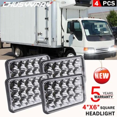 For GMC G3500 W4500 W5500 Jimmy Forward 4x6inch LED Headlights Hi/Lo Beam DOT x4 - Image 1 of 4