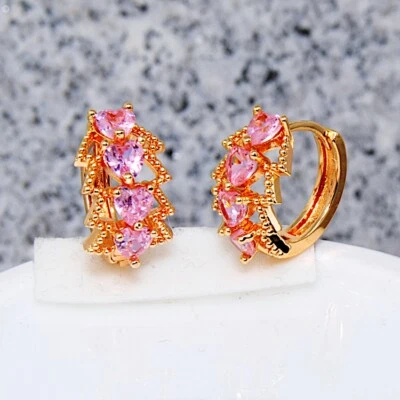 Dameohrringe  bildhübsche Ohrringe Blumen vergoldet Gold K18/750er rote Granat - Bild 1 von 3