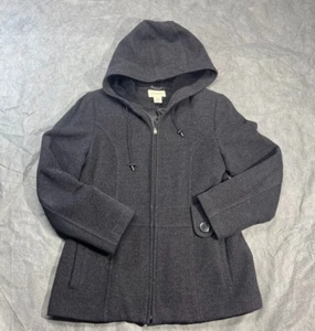 St.John's Bay Woll-/Kaschmir-Mischung Damen Jacke Mantel mit Kapuze anthrazit grau S - Bild 1 von 17