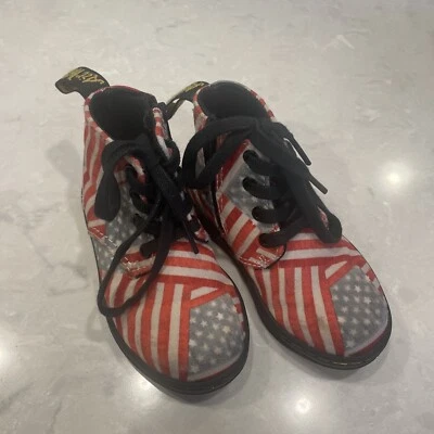 Botín Dr. Martens Laney Bandera Americana Lona Cremallera Bebé Niño Pequeño Talla 6 Foto 1 de 4