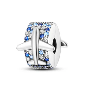 MULA Original Flugzeug Clip DIY Charm CZ Für Frauen Armband 925 Versilbert - Bild 1 von 5