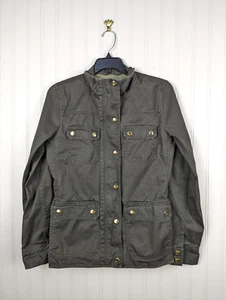 J Crew Mercantile Jacket Moto Jacket Womens Army Green Military Snaps Zip XS - Picture 1 of 9