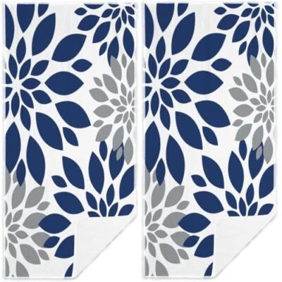 Juego de 2 toallas de mano con flor de dalia azul marino blanco y Fn dalia flor Foto 1 de 4