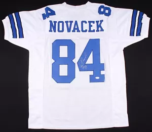 Jay Novacek SIGNED #84 Dallas Cowboys white XL jersey w/JSA Witnessed COA - Picture 1 of 3