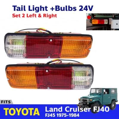 Tail Light Lamp 24V +Bulbs Fits Toyota Land Cruiser FJ40 FJ45 1975-84 Set 2 Foto 1 de 4