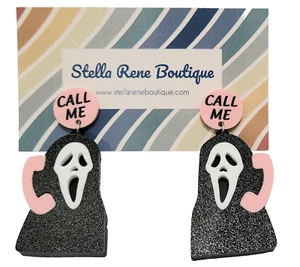 Halloween Earrings, Horror Earrings, Ghost Face, Scream Dangle Earring - Picture 1 of 4