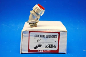 Box of 15 PCS Malleable Iron 1/2" 45° Liquid Tight Connectors w/Insulated Throat - Picture 1 of 7