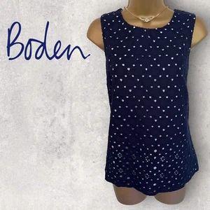 Top Boden para mujer azul marino bordado inglés 100 % algodón sin mangas Reino Unido 12 UE 40 - Imagen 1 de 4