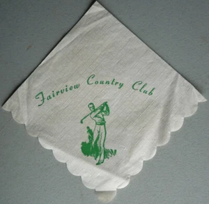 Vintage 1950's FAIRVIEW COUNTRY CLUB Golfing Advertising Paper Cocktail NAPKIN - Picture 1 of 3