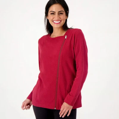 Sport Savvy French Terry Long Sleeve Side Zip Jacket, Burgundy, XS - Image 1 of 3