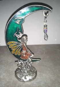 Spooniques Pewter Moon And Fairy With Hanging Crystal 7'H X 5"W - Picture 1 of 3