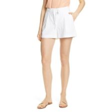 NORDSTROM SIGNATURE Pleated Drawstring Stretch Linen Blend Shorts White 12