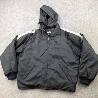 Vintage Old Navy Jacket Mens Medium Black Hooded Nylon Bomber Coat Y2K 90s - Image 1 of 4