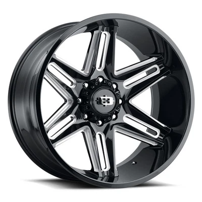 Vision Off-Road Wheels 363 20x10 -25 Gloss Black Milled Spoke 8x170 (QTY 1) - Imagem 1 de 4