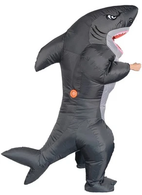 7ft Gray Inflatable Costume Shark Jumpsuit Adult Halloween Cosplay Xmas Party - Image 1 of 4