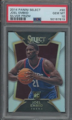 2014-15 Panini Select Basketball Joel Embiid #90 RC Rookie Silver PSA 10 - Image 1 of 2