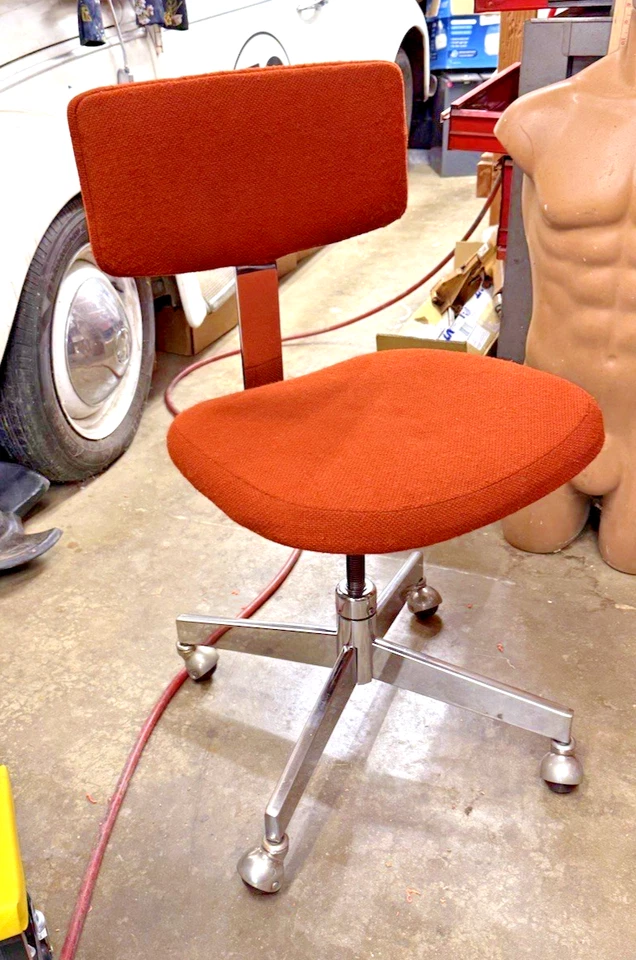 Офисный стул секретарский MCM Burnt оранжевый хром промышленный середина века модерн - Изображение 1 из 4