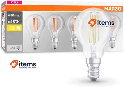 Osram LED Base Classico P Lampada E14 Presa Bianca Caldo 2700K 4W 40W Clear - Immagine 1 di 4