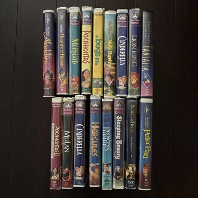 Disney Masterpiece Collection VHS Tapes Lot 17 Mermaid Beauty Beast Fantasia - Image 1 of 4