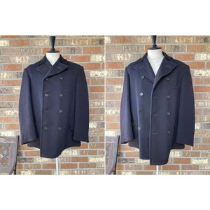 Fits 40 Custom Made Heavy Weight Kersey Wool Pea Coat Jacket Vintage 10s 20s 30s - Picture 1 of 10