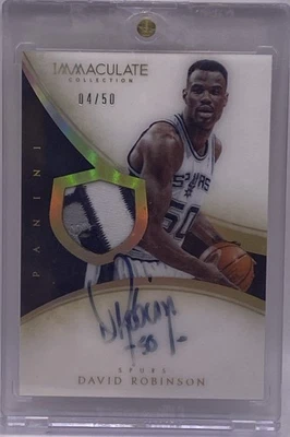 David Robinson 2013 Immaculate Collection Jersey Number Patch Auto #04/50 SP SSP - Image 1 of 3