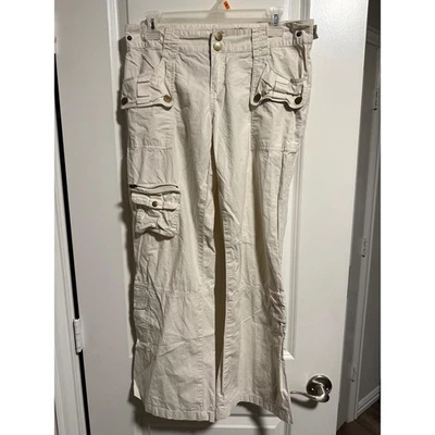 Billabong Cargo Pants Size 7 Khaki Beige Wide Leg Utility Multi Pocket Y2K - Image 1 of 4