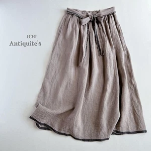 ICHI Antiquites Leinen Rock mit Raffung Natur Schlagrock - Bild 1 von 15