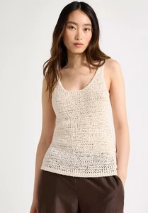 Eileen Fisher White Cotton Open Knit Tank Size Med Sleeveless Made In Italy NWOT - Picture 1 of 20