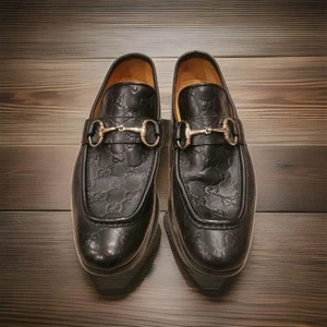 Gucci Monogram GG Logo Black Leather Loafers Drivers 8.5/9US/42.5EU - Bild 1 von 20
