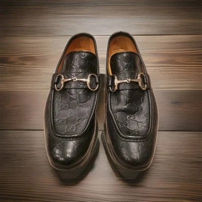 Gucci Monogram GG Logo Black Leather Loafers Drivers 8.5/9US/42.5EU - Image 1 of 4