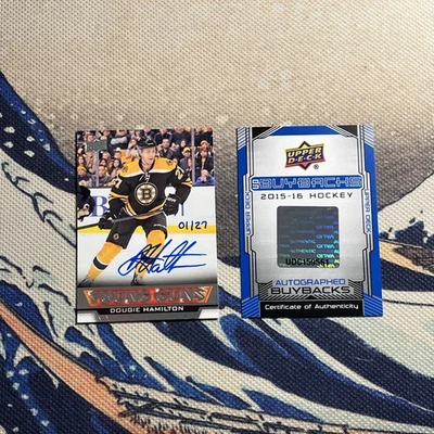 2015-16 Upper Deck Buybacks Dougie Hamilton Autograph Young Guns #1/27 - Image 1 of 3
