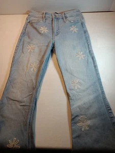 Hollister Vintage Schlag Jeans High Rise Damen 3R Blumen 70er Hippie Boho 26W 32L - Bild 1 von 14