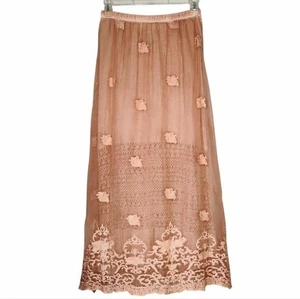 Weiche Umrandung Seidenrock Damen klein rosa bestickt transparent ätherische Fee - Bild 1 von 10