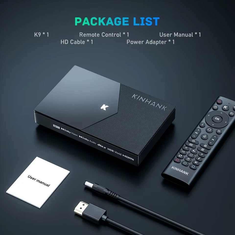 Kinhank K9 TV Box Amlogic S928X-K 4+64G for 8K Dolby Vision HDR10+ with Montage  - Image 1 of 4