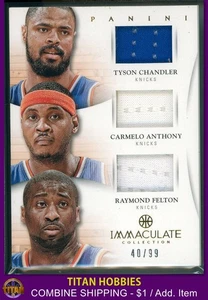 2012 Panini Immaculate Triple Jersey #39 Carmelo Anthony, Tyson Chandler NYK /99 - Picture 1 of 2