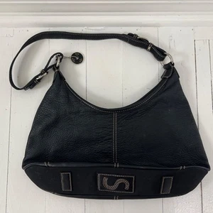 THE SAK BLACK Pebbled  LEATHER PURSE HANDBAG SHOULDER BAG 14x10 - Picture 1 of 12