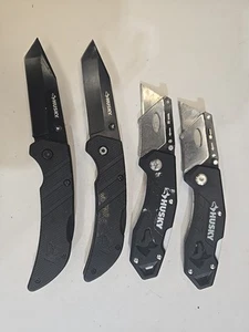 Husky Pack Utility Knife and Sporting Knife Set Lot Of 4 - Picture 1 of 8