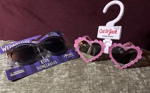 Little Girls Sunglasses 2 Pair 1 Pr Pink 1 Pr BlackCat&Jack Wed Adams - Picture 1 of 6
