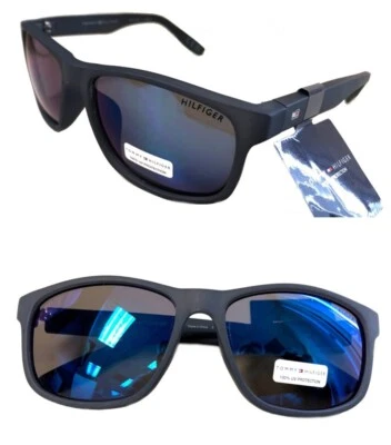 Nuevo TOMMY HILFIGER Hombres Gafas de sol Drake MP OM492 Negro Mate/Azul $60 Foto 1 de 4