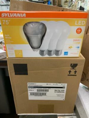 Sylvania LED 12A19DIM0827URP4 #74425-3 75w/12w  Dimmable Case of 24 Bulbs NIB - Image 1 of 2