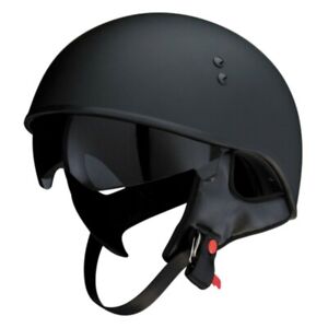 Z1R Vagrant Flat Black Motorcycle Half Face Helmet w/ Dropdown Visor