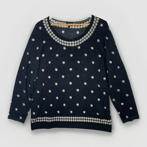 Talbots 100 % Merinowolle gepunktet Pullover Damen leicht Oberteil Shirt schwarz Größe 1X - Bild 1 von 7