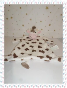 ⑫ - Grand Doudou Plat Vache Blanc Crème Marron Rose Kimbaloo La Halle - Foto 1 di 2